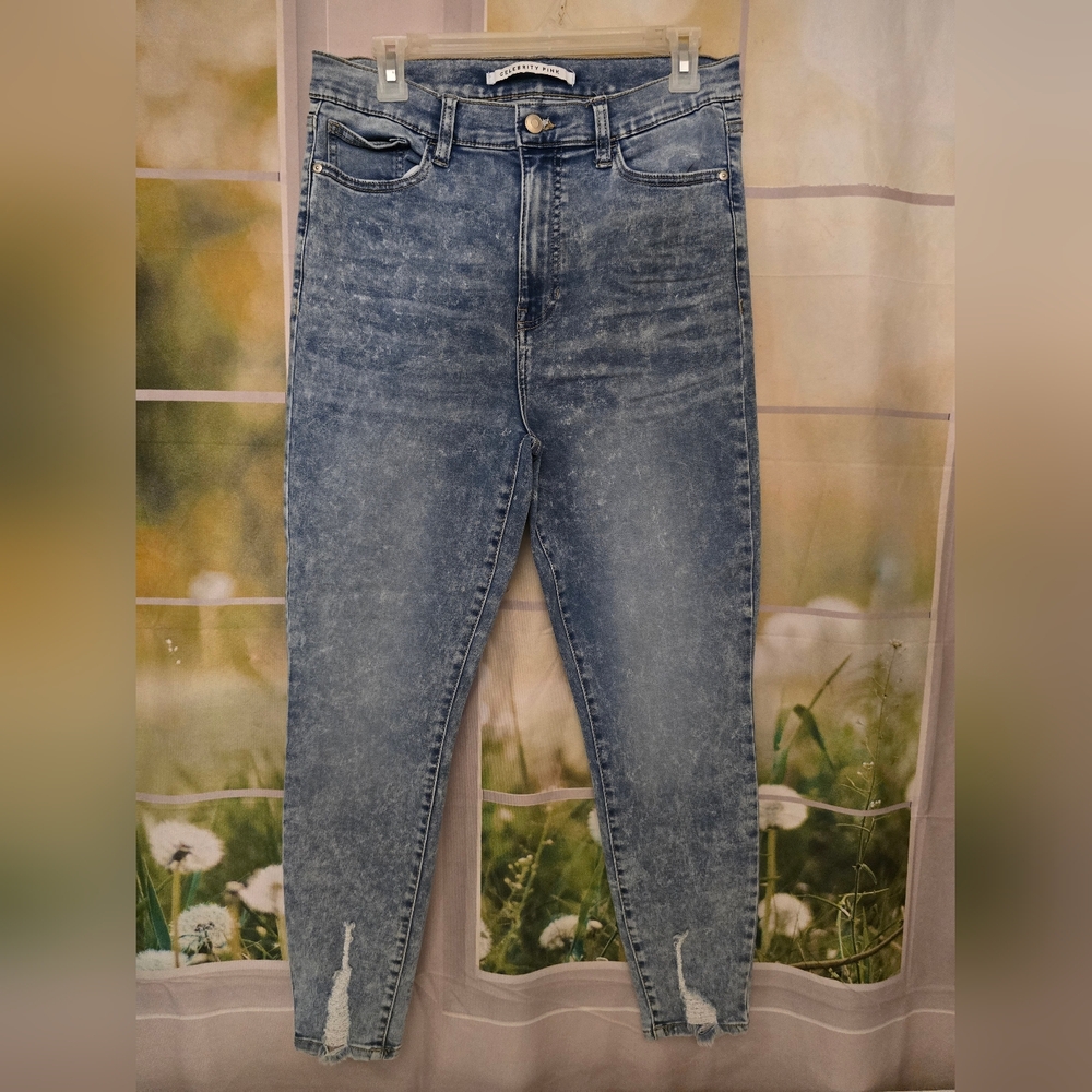 Celebrity Pink High Rise Acid Wash Skinny Jeans - Light Blue